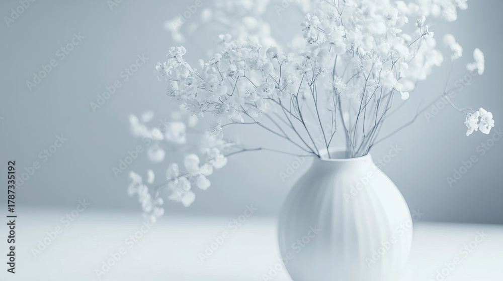 Fototapeta premium Delicate white flowers in a simple white vase