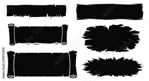 Vector scroll banner parchment paper texture template design element