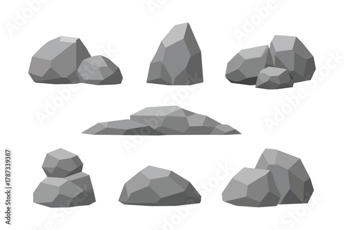 flat illustration of polygon rocks collection