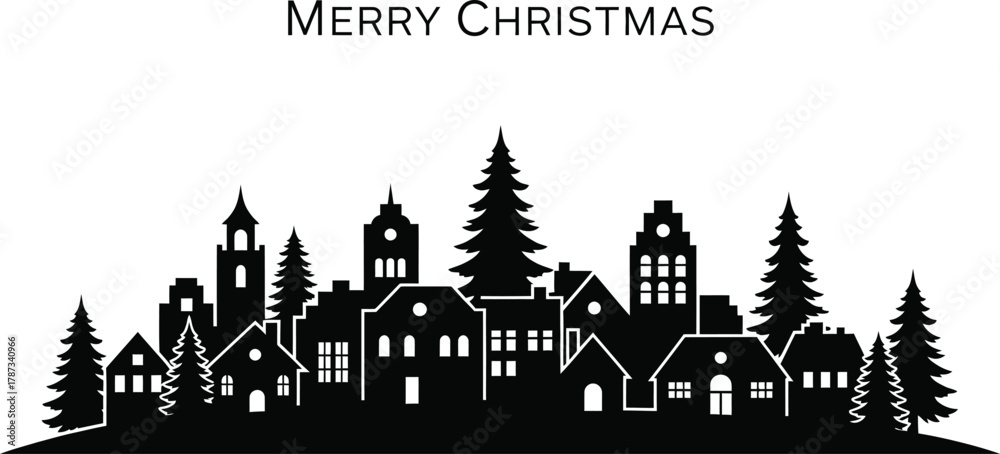 Fototapeta premium Merry christmas with city skyline