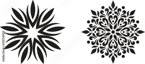 Intricate floral mandala patterns radiating harmony and balance in symmetrical design on a clean