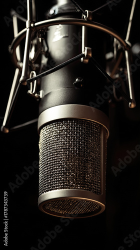 Professional condenser microphone with pop filter and shock mount