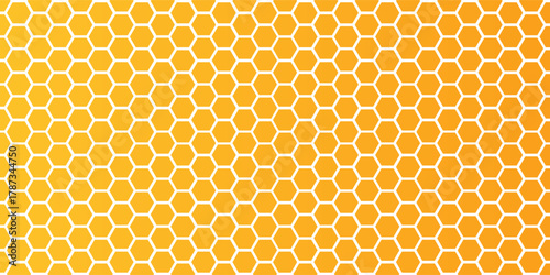 Honeycombs. Abstract geometric ornament. Yellow honeycombs on a white background. Vector illustration.Eps10