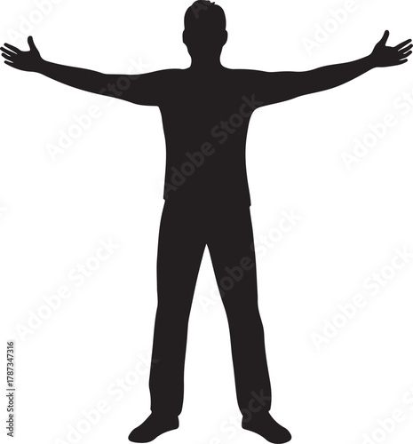  person with open arms symbolizing freedom and human rights celebration silhouette vector