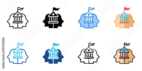 Political ideology icon set multiple style collection 
