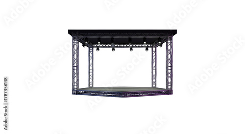 Empty Stage Lit with Spotlights on Dark Background for Event