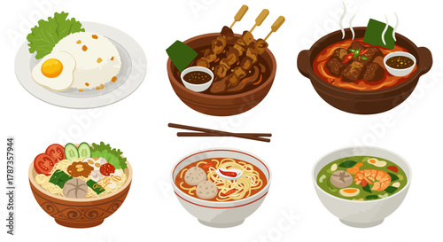 Collection of Delicious Asian Food Dishes.