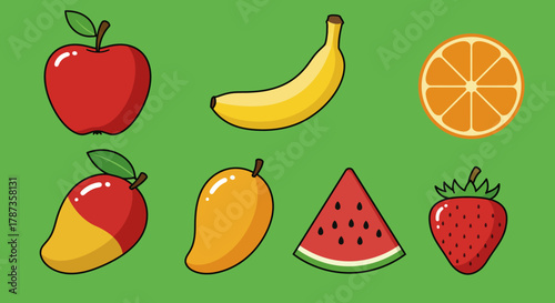 Collection of Fresh Fruits Illustration.