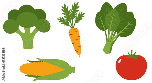 Collection of Fresh Vegetables and Produce.