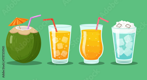 Tropical Drinks and Coconut Refreshments.