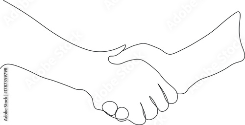 Elegant single line handshake representing partnership and agreement on white