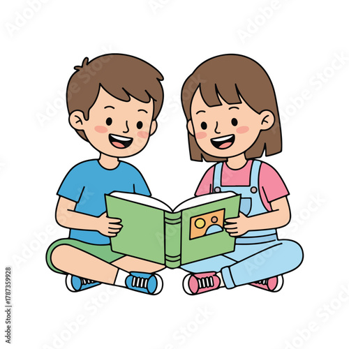 boy and girl reading a book