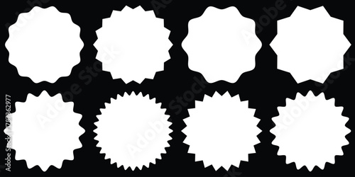 Starburst sticker set. Circle sticker set. Special offer price tag.  Sunburst retro sale badge, quality signs, red sale tag.  Blank sale stickers. Simple silhouette. eps 10