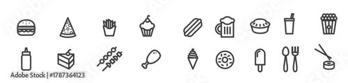 fast food icon set.