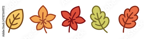 Cute autumn leaves vector illustration set. vector illustration