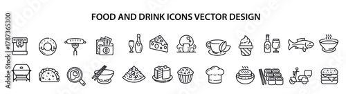  food and drink icons vector design 
