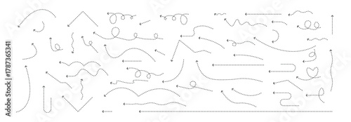 dashed arrow set hand drawn doodle style vector illustration