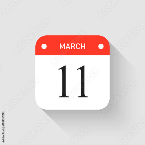 Vector icon page day calendar - 11 March month