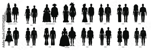 Fashion History Costume Set vector