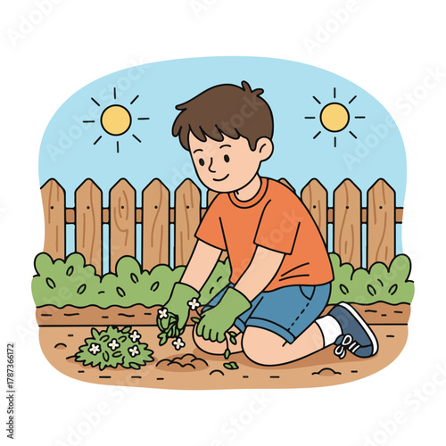 boy with plant