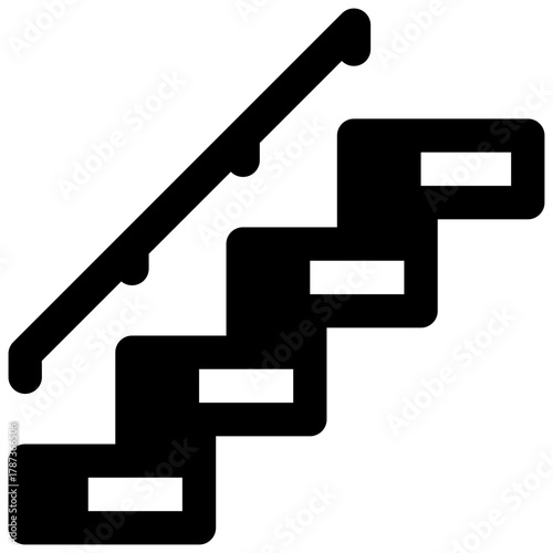 Stairs. Outlined stroke vector icon with black-filled details.