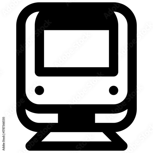 Train. Outlined stroke vector icon with black-filled details.