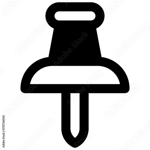 Tack. Outlined stroke vector icon with black-filled details.