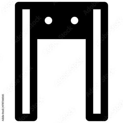 Security check. Outlined stroke vector icon with black-filled details.