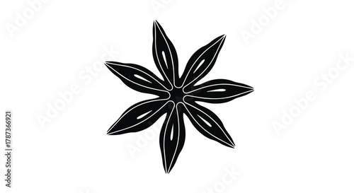 A single, stylized star anise spice on a white background, evoking culinary aroma and flavor.
