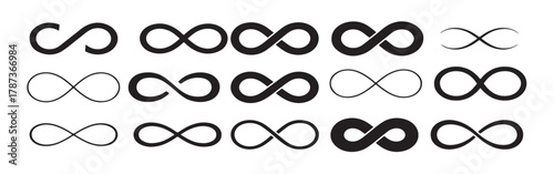 fifteen variations of black infinity symbols graphic .