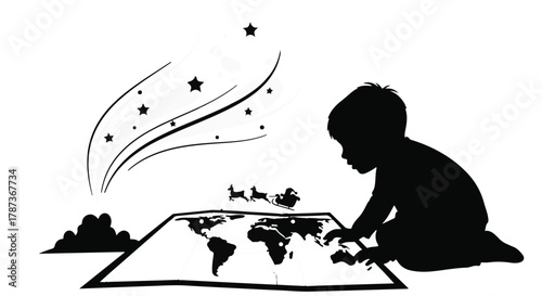 Child's imagination ignites a magical world of discovery on a map