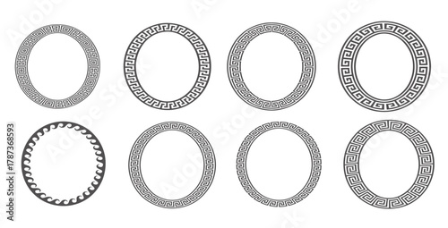  greek key oval frame set circle borders with meander 