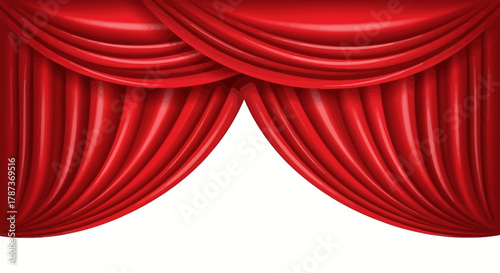 Dramatic Red Stage Curtains Illustration Theater, Performance & Luxury