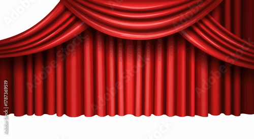 Dramatic Red Stage Curtain Illustration for Theater & Performance Design