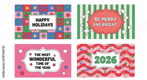 Holiday Greetings A Collection of Festive and Colorful Graphic Card Designs for Celebrations