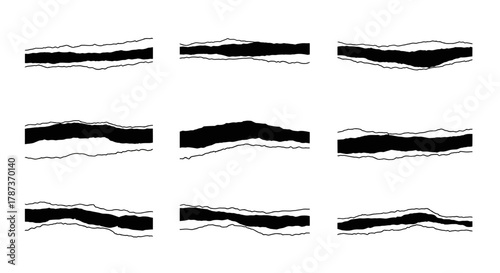 Collection of Abstract Edges and Borders Hand-Drawn Graphic Elements