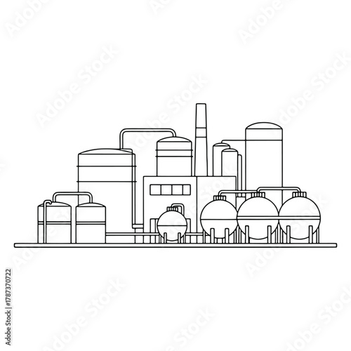 Oil and Gas Plant Vector Illustration Industrial Facility Design