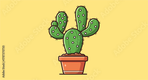 Cactus plant growing in a pot illustration