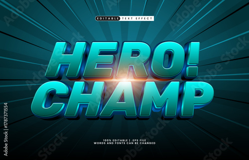 hero champ editable power text effect with bold and dynamic look