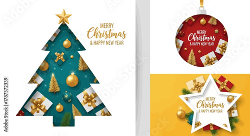 Festive Christmas & New Year's Greetings with Elegant Decorative Elements