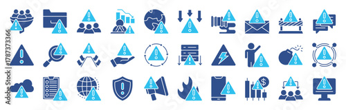 Warning icon set. Contains icons related to Alert, caution, danger, error, and more. Linear icon collection. Editable stroke, Vector illustration eps 10