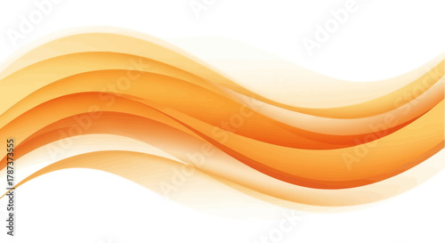 Abstract Orange Wave Design Dynamic Flowing Lines on White Background