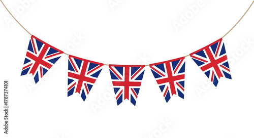 British Bunting Flags Garland Illustration for Celebrations and Events