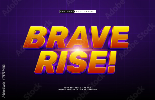 brave rise editable power text effect with bold and dynamic look