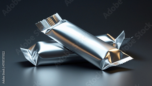 etallic Foil Bar Wrapper Mockup on Dark Background – Realistic Packaging Template