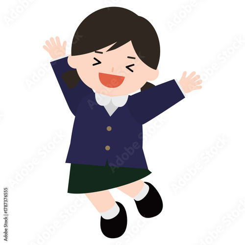 大喜びで跳ねる女の子