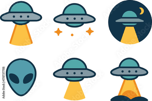 ufo with flat design style, eps 10 illustration