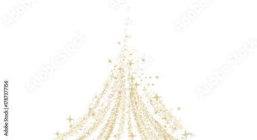 Rising golden glitter sparkle particle effect design element on white background