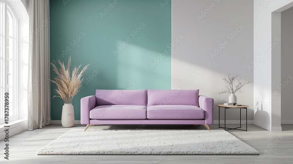Fototapeta premium Minimalist, Cozy and modern living room interior design