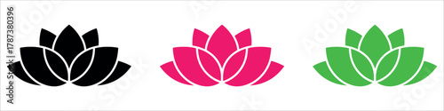 Elegant lotus flowers in black, pink, and green offer a modern touch for wellness brands, spiritual retreats, or simple botanical beauty.
